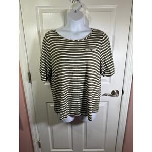 Croft and barrow olive green and white striped 2x t-shirt
